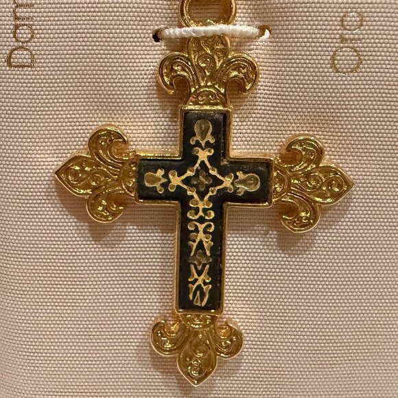Vintage NWT Damascene 24k Gold Cross Necklace - Picture 7 of 10